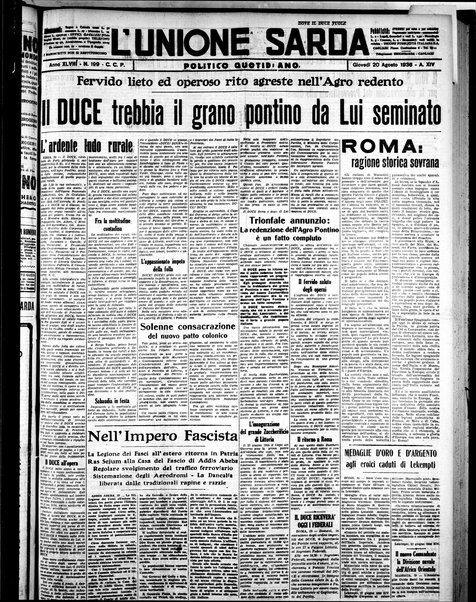 L'unione sarda : giornale settimanale, politico, amministrativo, letterario