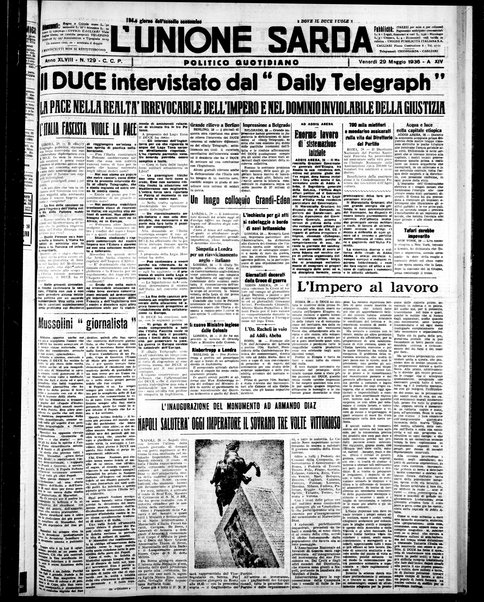 L'unione sarda : giornale settimanale, politico, amministrativo, letterario