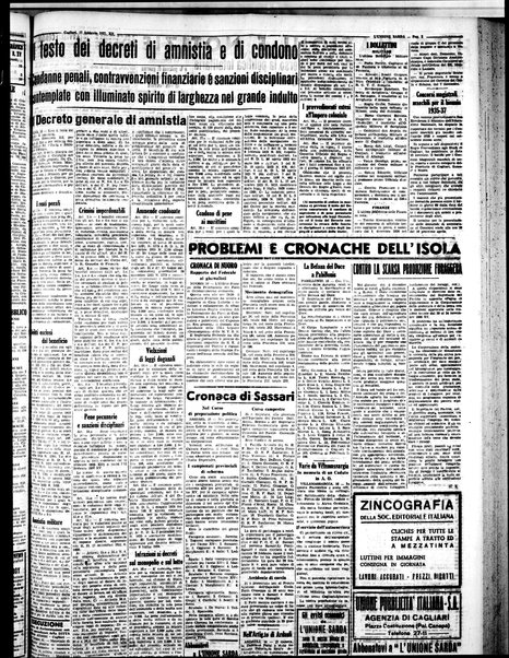 L'unione sarda : giornale settimanale, politico, amministrativo, letterario