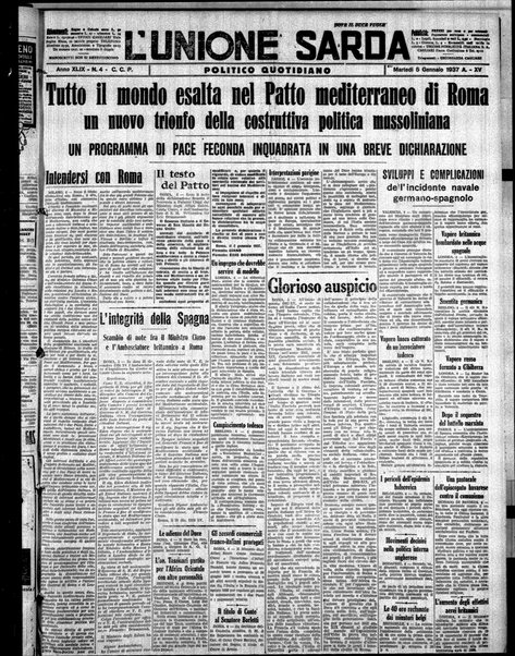 L'unione sarda : giornale settimanale, politico, amministrativo, letterario