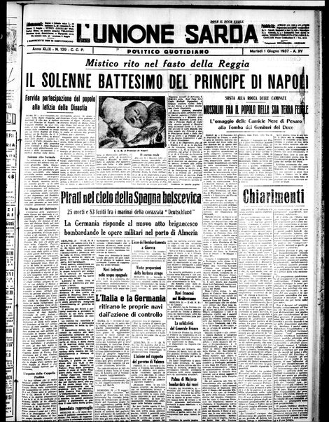 L'unione sarda : giornale settimanale, politico, amministrativo, letterario