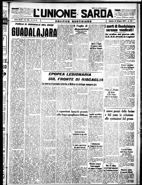 L'unione sarda : giornale settimanale, politico, amministrativo, letterario