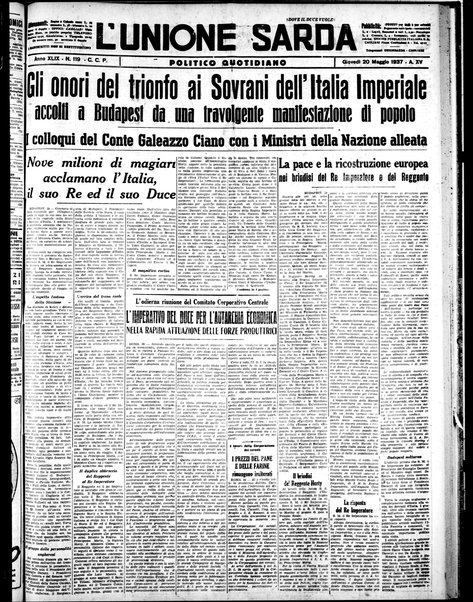 L'unione sarda : giornale settimanale, politico, amministrativo, letterario