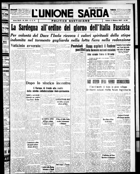 L'unione sarda : giornale settimanale, politico, amministrativo, letterario