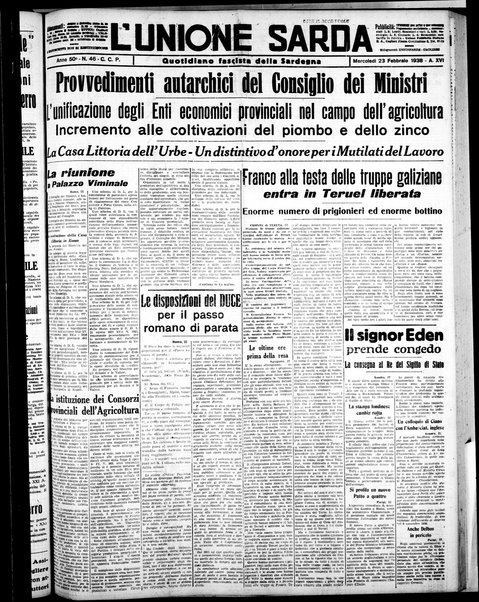 L'unione sarda : giornale settimanale, politico, amministrativo, letterario