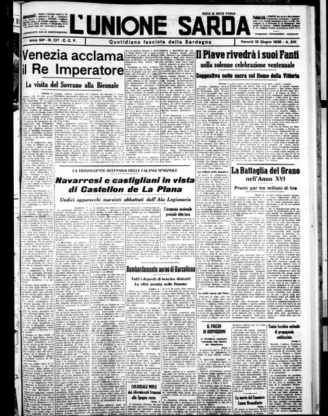 L'unione sarda : giornale settimanale, politico, amministrativo, letterario