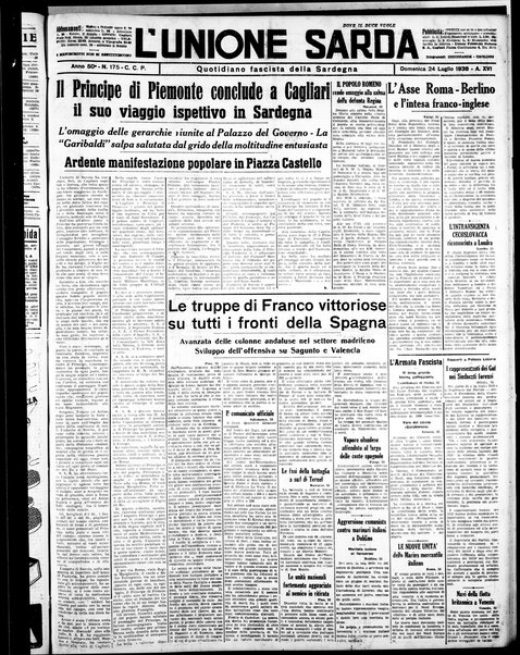 L'unione sarda : giornale settimanale, politico, amministrativo, letterario