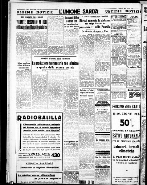 L'unione sarda : giornale settimanale, politico, amministrativo, letterario