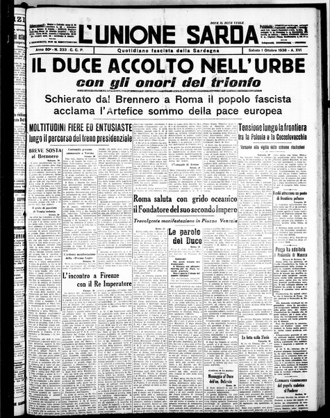 L'unione sarda : giornale settimanale, politico, amministrativo, letterario