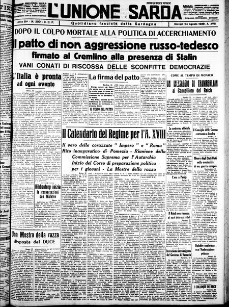 L'unione sarda : giornale settimanale, politico, amministrativo, letterario