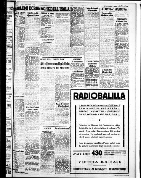 L'unione sarda : giornale settimanale, politico, amministrativo, letterario