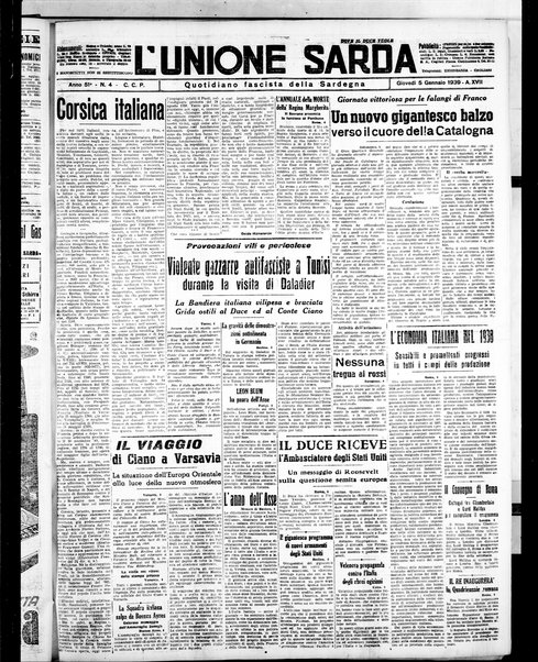 L'unione sarda : giornale settimanale, politico, amministrativo, letterario