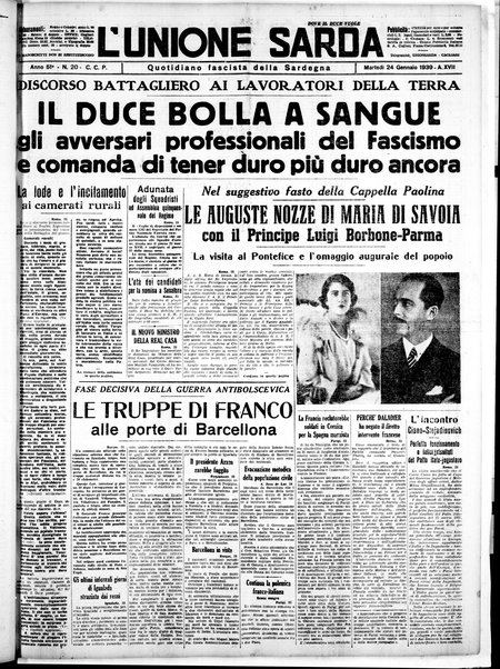 L'unione sarda : giornale settimanale, politico, amministrativo, letterario