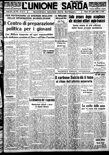 L'unione sarda : giornale settimanale, politico, amministrativo, letterario