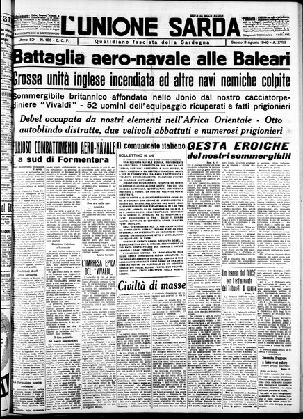 L'unione sarda : giornale settimanale, politico, amministrativo, letterario