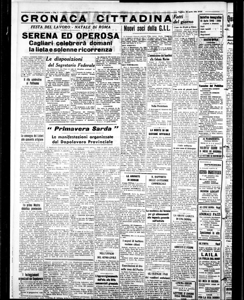 L'unione sarda : giornale settimanale, politico, amministrativo, letterario