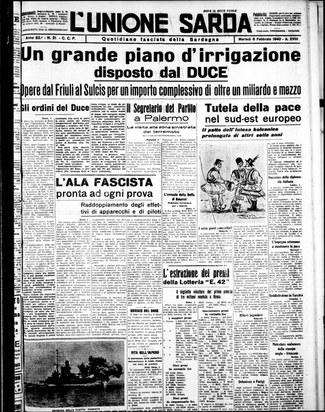 L'unione sarda : giornale settimanale, politico, amministrativo, letterario