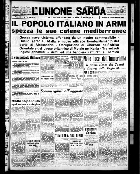 L'unione sarda : giornale settimanale, politico, amministrativo, letterario