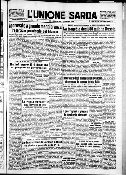 L'unione sarda : giornale settimanale, politico, amministrativo, letterario