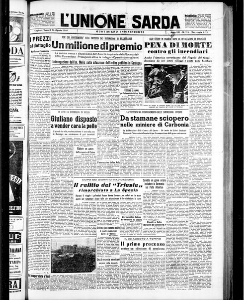 L'unione sarda : giornale settimanale, politico, amministrativo, letterario