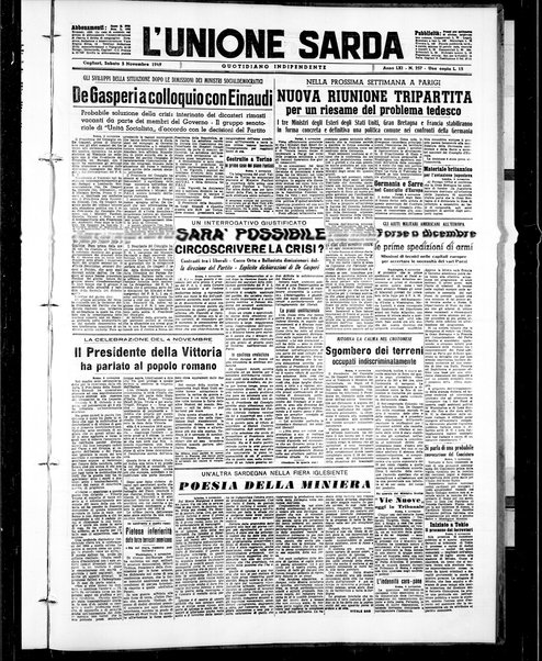 L'unione sarda : giornale settimanale, politico, amministrativo, letterario