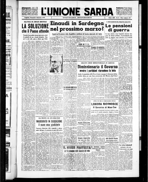 L'unione sarda : giornale settimanale, politico, amministrativo, letterario