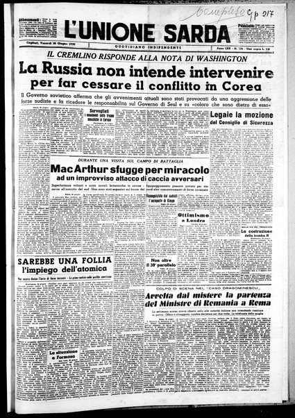 L'unione sarda : giornale settimanale, politico, amministrativo, letterario