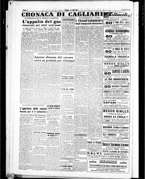 L'unione sarda : giornale settimanale, politico, amministrativo, letterario