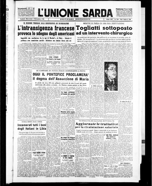 L'unione sarda : giornale settimanale, politico, amministrativo, letterario