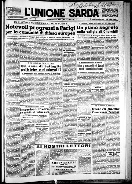 L'unione sarda : giornale settimanale, politico, amministrativo, letterario