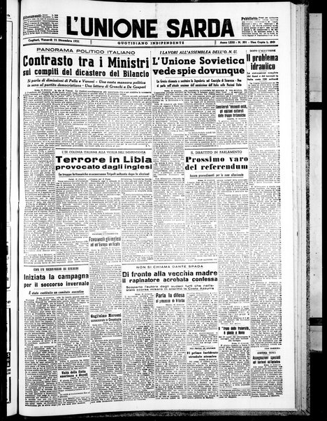 L'unione sarda : giornale settimanale, politico, amministrativo, letterario