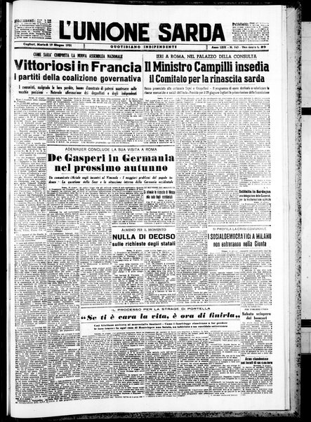 L'unione sarda : giornale settimanale, politico, amministrativo, letterario