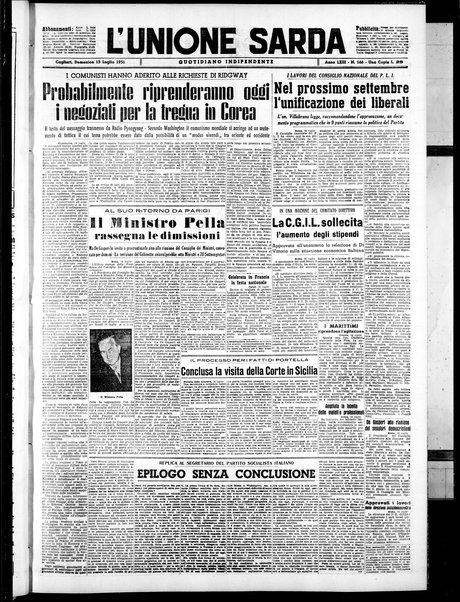 L'unione sarda : giornale settimanale, politico, amministrativo, letterario