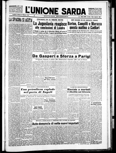 L'unione sarda : giornale settimanale, politico, amministrativo, letterario