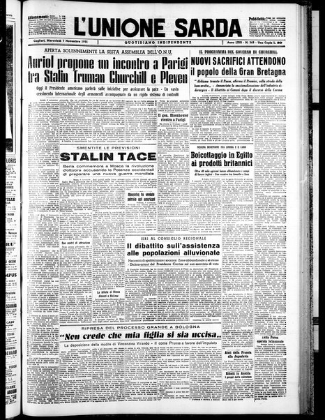 L'unione sarda : giornale settimanale, politico, amministrativo, letterario