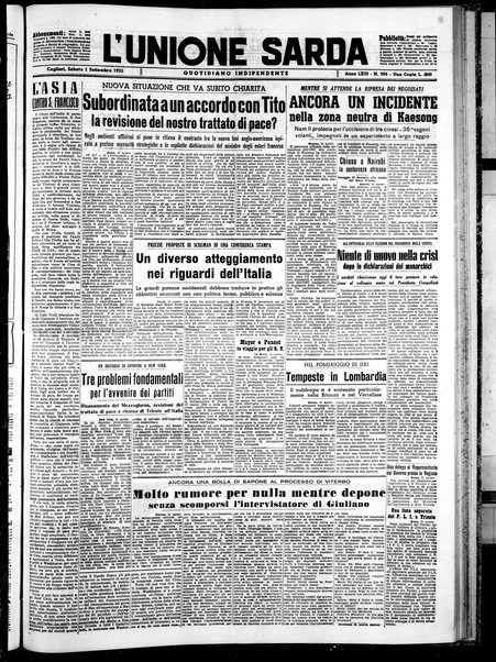 L'unione sarda : giornale settimanale, politico, amministrativo, letterario