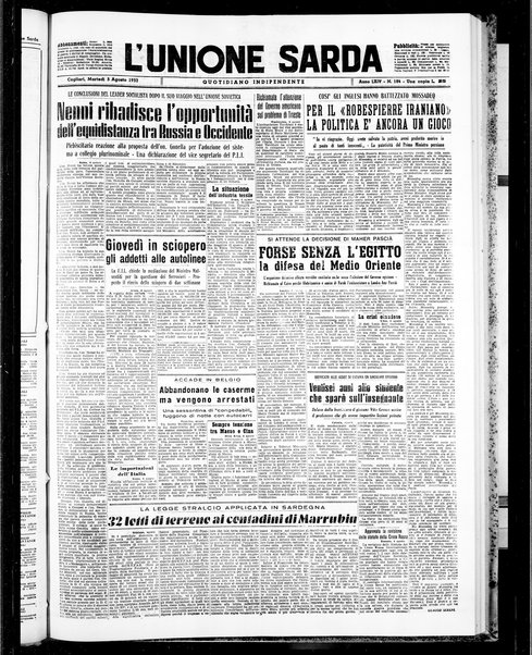 L'unione sarda : giornale settimanale, politico, amministrativo, letterario