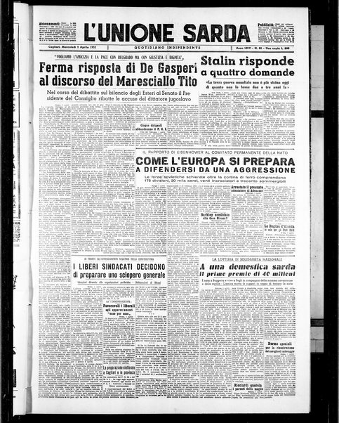 L'unione sarda : giornale settimanale, politico, amministrativo, letterario