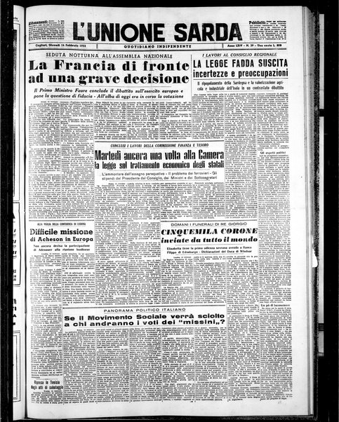 L'unione sarda : giornale settimanale, politico, amministrativo, letterario