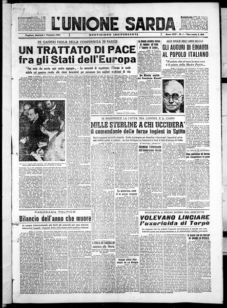 L'unione sarda : giornale settimanale, politico, amministrativo, letterario