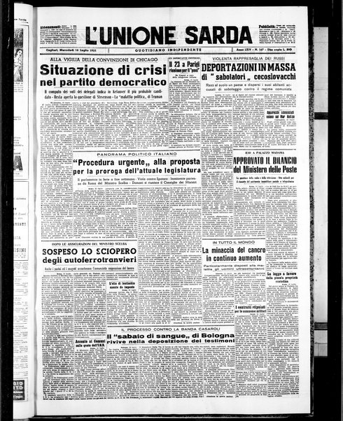 L'unione sarda : giornale settimanale, politico, amministrativo, letterario