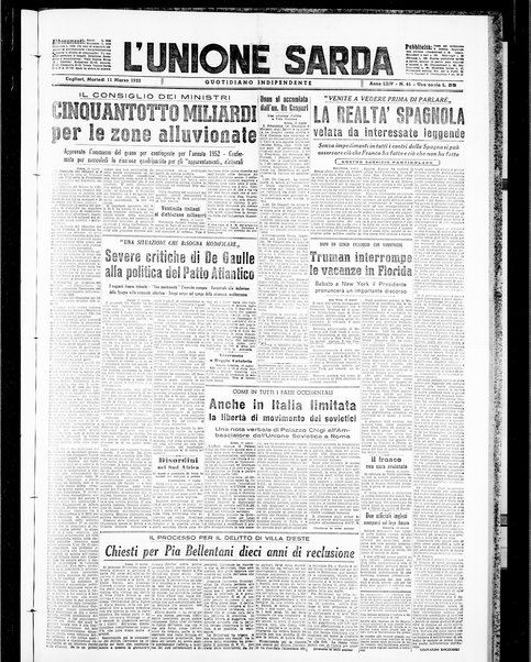 L'unione sarda : giornale settimanale, politico, amministrativo, letterario