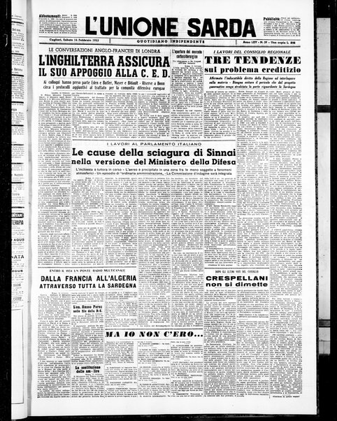 L'unione sarda : giornale settimanale, politico, amministrativo, letterario