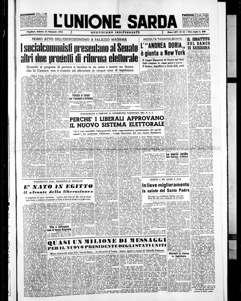 L'unione sarda : giornale settimanale, politico, amministrativo, letterario