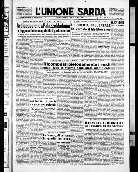 L'unione sarda : giornale settimanale, politico, amministrativo, letterario