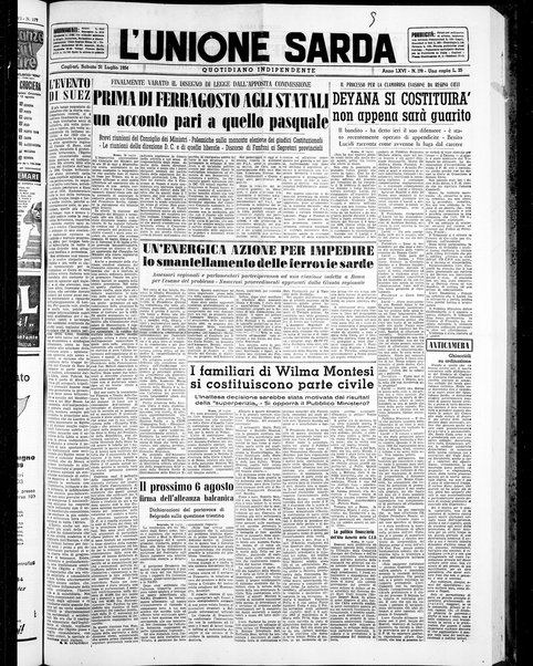 L'unione sarda : giornale settimanale, politico, amministrativo, letterario