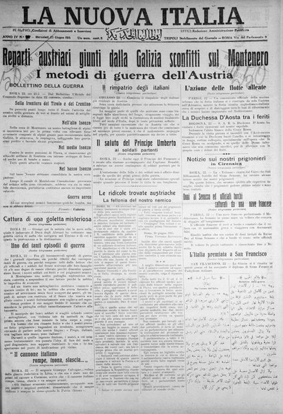 La nuova Italia : giornale quotidiano illustrato della Tripolitania e Cirenaica