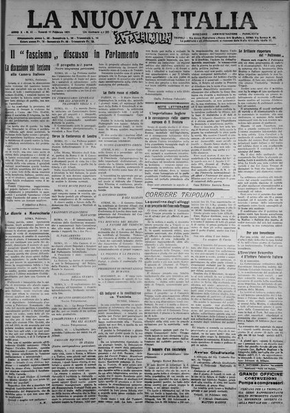 La nuova Italia : giornale quotidiano illustrato della Tripolitania e Cirenaica