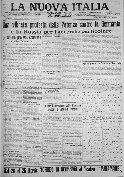 La nuova Italia : giornale quotidiano illustrato della Tripolitania e Cirenaica