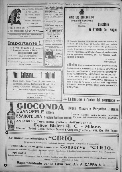 La nuova Italia : giornale quotidiano illustrato della Tripolitania e Cirenaica